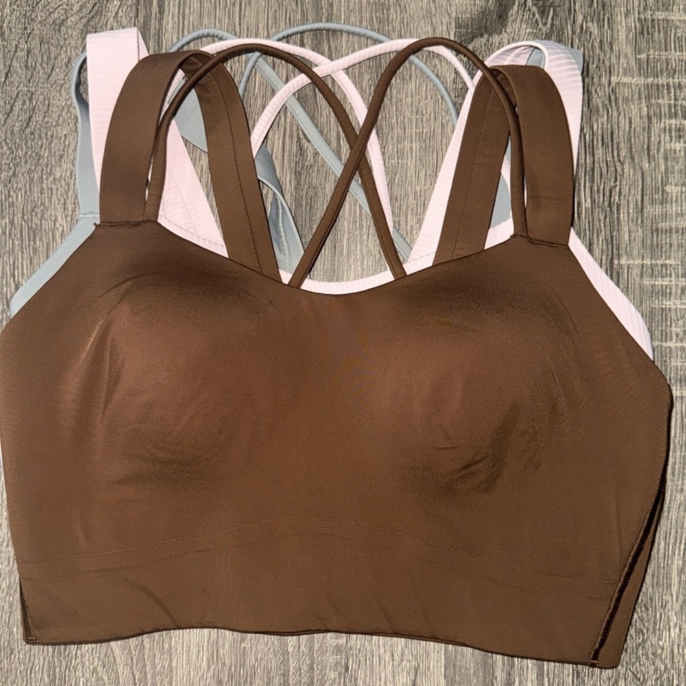 Like a cloud longline bra - Light Support D/DD Cup - Size 6- Brown / Pink / Gray